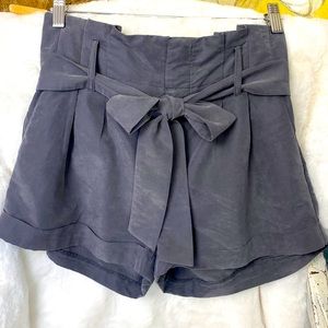 American Eagle Outfitters Paperbag High Waist Shorts Charcoal Grey Sz. 4 Belted